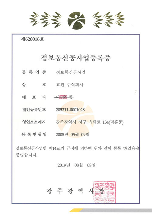 Certificate of Tele-Communication Work Registration